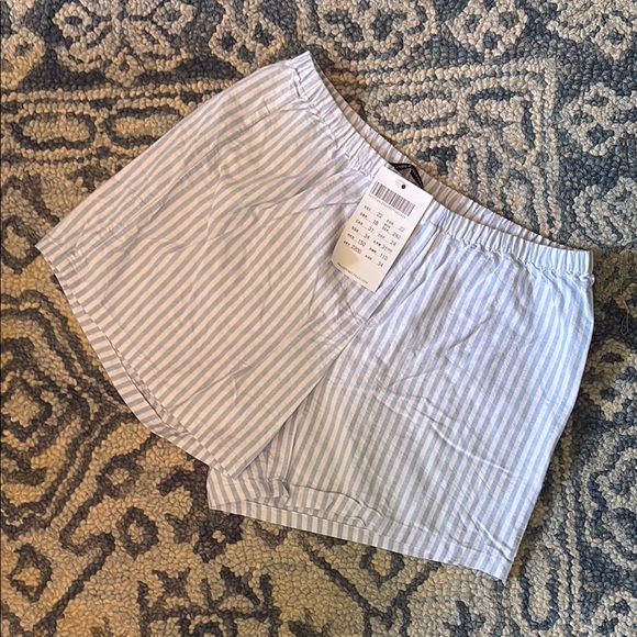 Brandy Melville Pants - Brandy Melville Blue and White Striped Boxer Shorts